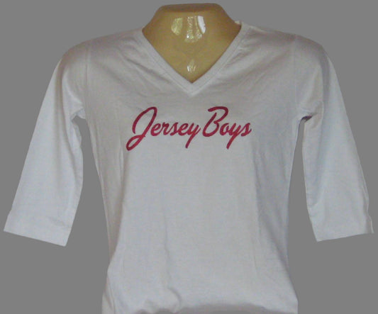 Jersey Boys White V Neck T Shirt